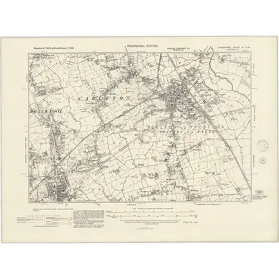 1938 Map of Lancashire LI.NW, 1945 Print