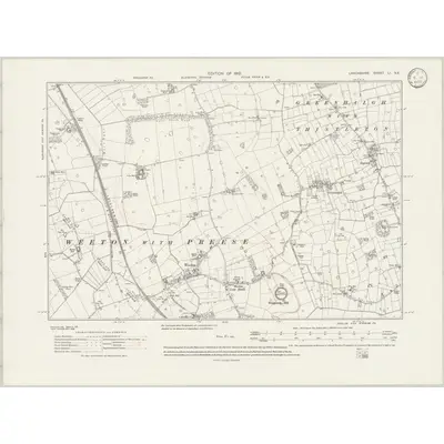 1909 Map of Lancashire LI.SE, 1933 Print