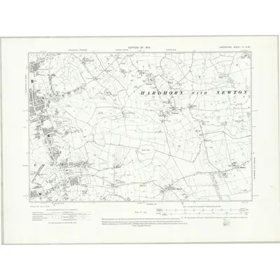 1909 Map of Lancashire LI.SW, 1913 Print
