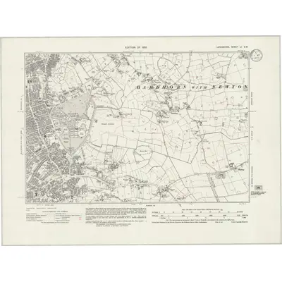 1930 Map of Lancashire LI.SW, 1933 Print