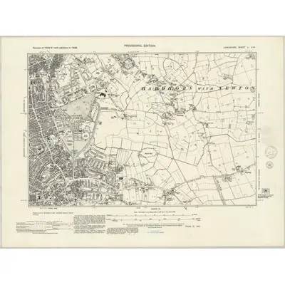 1938 Map of Lancashire LI.SW, 1945 Print