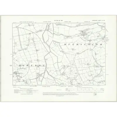1910 Map of Lancashire LII.NE, 1913 Print
