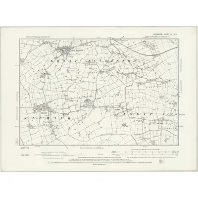 1891 Map of Lancashire LII.NW, 1895 Print