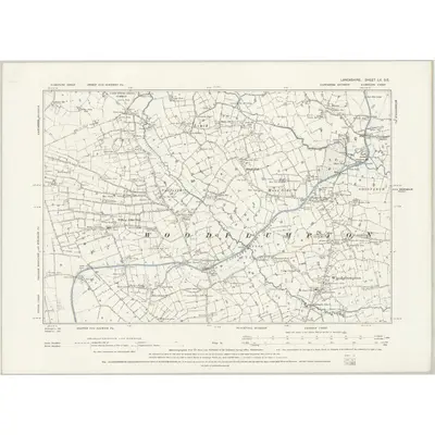 1892 Map of Lancashire LII.SE, 1895 Print