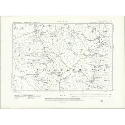 1910 Map of Lancashire LII.SE, 1912 Print
