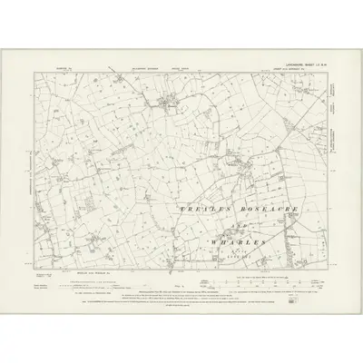 1891 Map of Lancashire LII.SW, 1895 Print