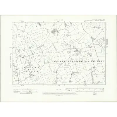 1909 Map of Lancashire LII.SW, 1912 Print