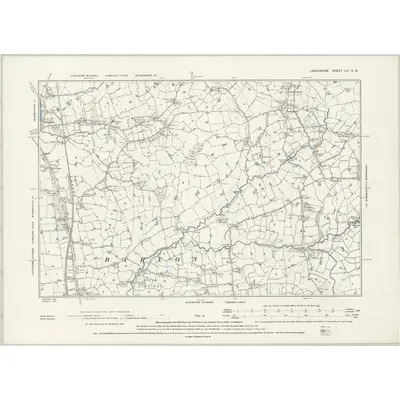 1892 Map of Lancashire LIII.NW, 1895 Print