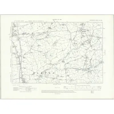 1910 Map of Lancashire LIII.NW, 1914 Print