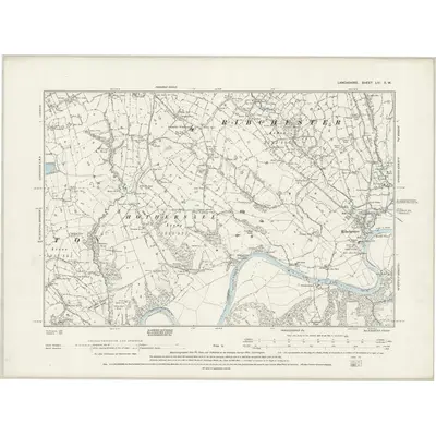 1892 Map of Lancashire LIV.SW, 1895 Print