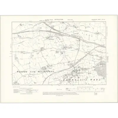 1909 Map of Lancashire LIX.NE, 1912 Print