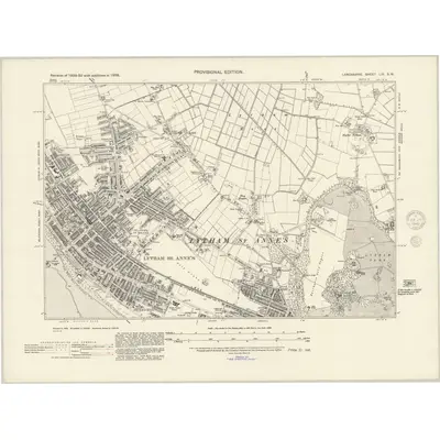1938 Map of Lancashire LIX.SW, 1945 Print