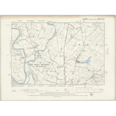 1889 Map of Lancashire LV.NW, 1895 Print