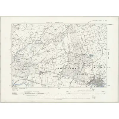 1890 Map of Lancashire LV.SE, 1895 Print