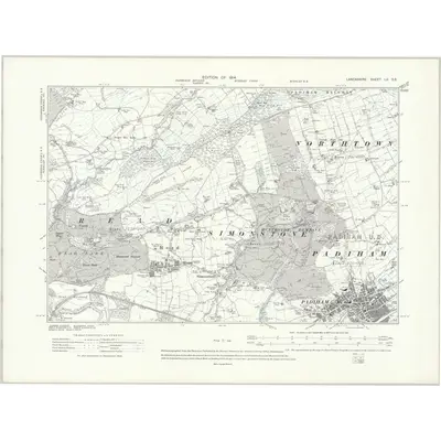 1909 Map of Lancashire LV.SE, 1914 Print