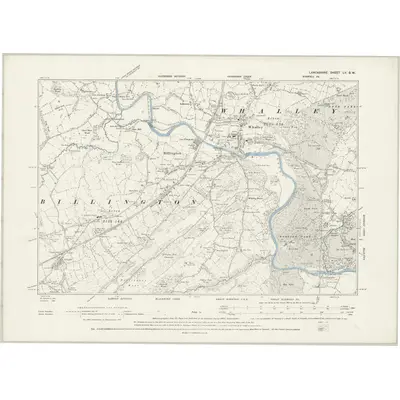 1892 Map of Lancashire LV.SW, 1895 Print