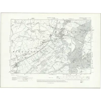 1910 Map of Lancashire LV.SW, 1913 Print