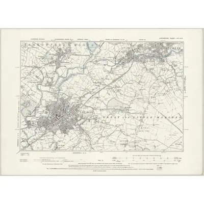 1890 Map of Lancashire LVI.NE, 1895 Print