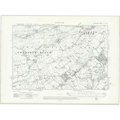 1909 Map of Lancashire LVI.NW, 1914 Print