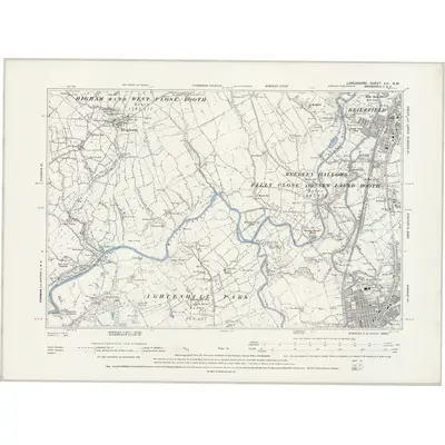 1890 Map of Lancashire LVI.SW, 1895 Print