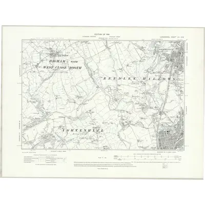 1909 Map of Lancashire LVI.SW, 1914 Print