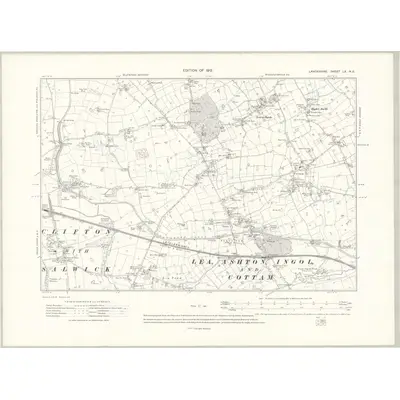 1909 Map of Lancashire LX.NE, 1912 Print
