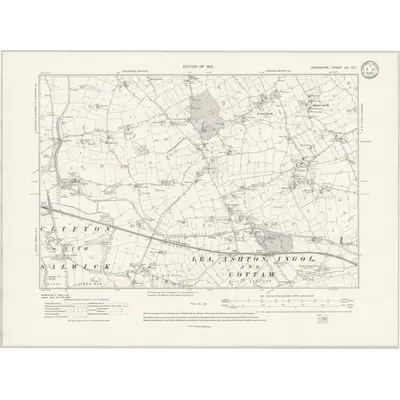 1909 Map of Lancashire LX.NE, 1933 Print