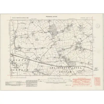1938 Map of Lancashire LX.NE, 1947 Print