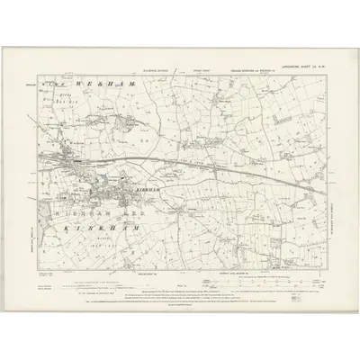 1892 Map of Lancashire LX.NW, 1895 Print