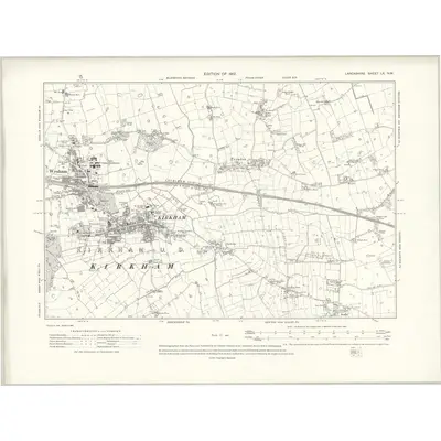 1909 Map of Lancashire LX.NW, 1912 Print