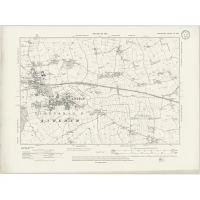 1909 Map of Lancashire LX.NW, 1933 Print