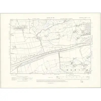 1909 Map of Lancashire LX.SE, 1912 Print