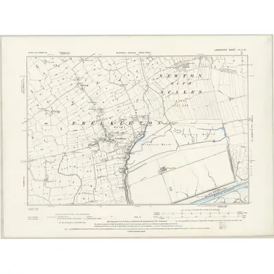 1892 Map of Lancashire LX.SW, 1895 Print