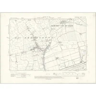 1909 Map of Lancashire LX.SW, 1912 Print