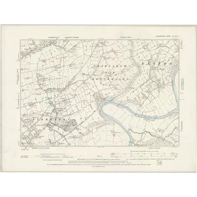 1892 Map of Lancashire LXI.NE, 1894 Print