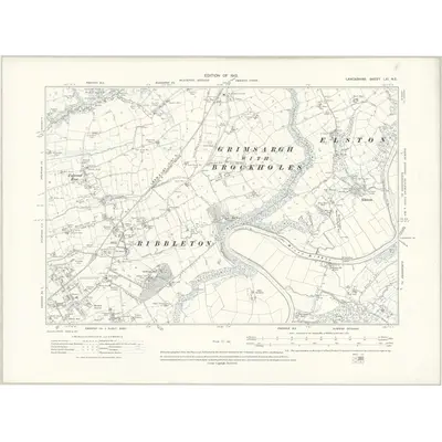 1910 Map of Lancashire LXI.NE, 1913 Print