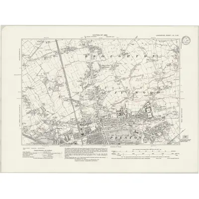 1929 Map of Lancashire LXI.NW, 1933 Print