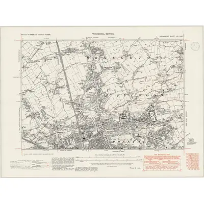 1938 Map of Lancashire LXI.NW, 1947 Print
