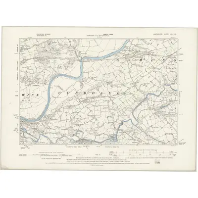 1890 Map of Lancashire LXI.SE, 1895 Print