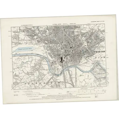 1891 Map of Lancashire LXI.SW, 1895 Print