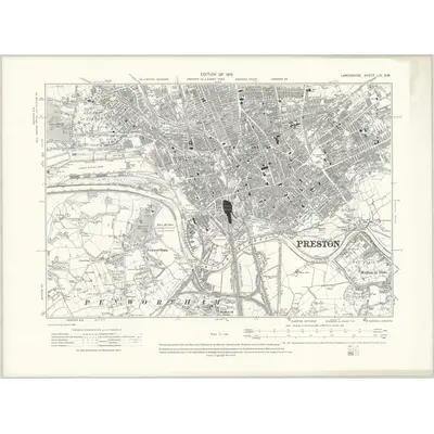 1909 Map of Lancashire LXI.SW, 1913 Print