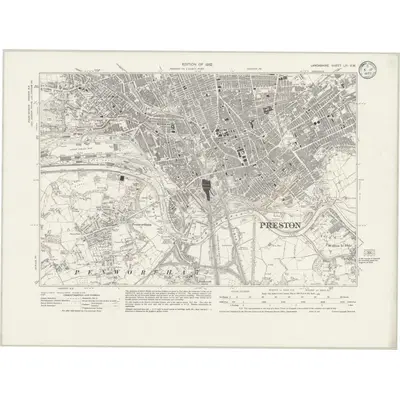 1928 Map of Lancashire LXI.SW, 1933 Print