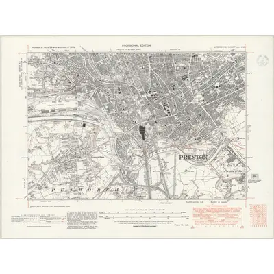 1938 Map of Lancashire LXI.SW, 1947 Print
