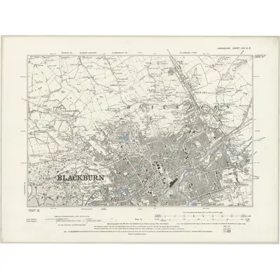 1892 Map of Lancashire LXII.SE, 1895 Print