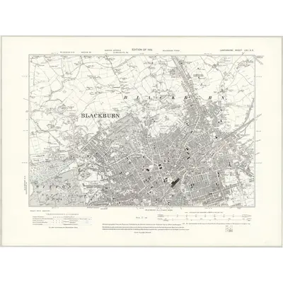 1910 Map of Lancashire LXII.SE, 1912 Print
