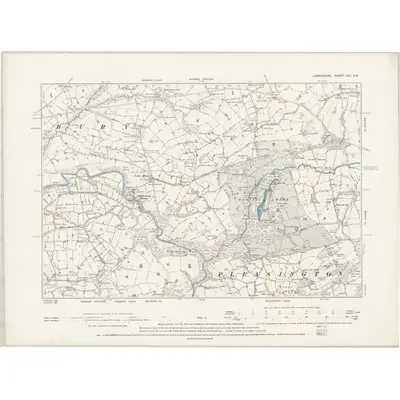 1892 Map of Lancashire LXII.SW, 1894 Print
