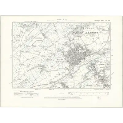 1909 Map of Lancashire LXIII.NW, 1912 Print