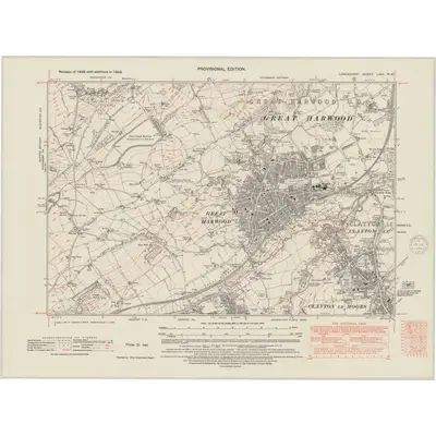 1938 Map of Lancashire LXIII.NW, 1948 Print