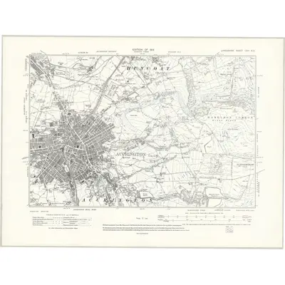 1909 Map of Lancashire LXIII.SE, 1913 Print