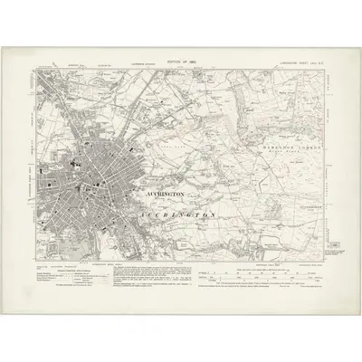 1928 Map of Lancashire LXIII.SE, 1932 Print